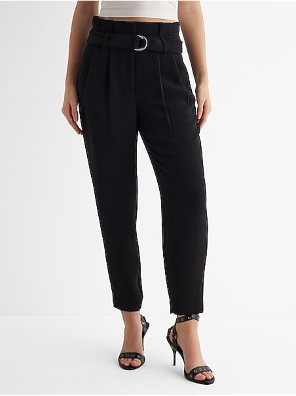 Express Blue High-Rise Belted Tapered Ankle Pants Size 14R 4 0560